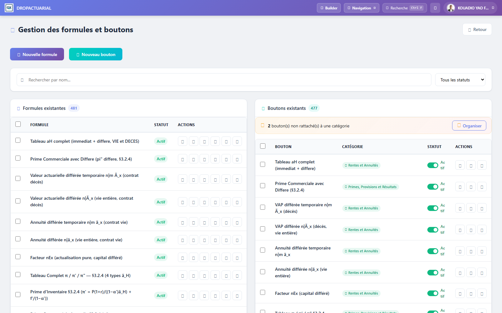 Formula and button management